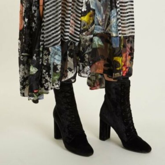 Saint Laurent LouLou Velvet Lace-Up Boot 38.5 - Picture 3 of 5